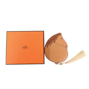 新品同様 エルメス アニマルモチーフ コインケース 馬 バレニア/クリノラン/ポークリセ ナチュラル □L刻印(2008年製) 茶 0263【中古】HERMES