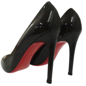 新品同様 クリスチャンルブタン SIMPLE PUMP 100 パテントカーフ ラウンドトゥ ヒールパンプス  ブラック 38 1/2 3080377 0282【中古】Christian Louboutin