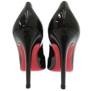 新品同様 クリスチャンルブタン SIMPLE PUMP 100 パテントカーフ ラウンドトゥ ヒールパンプス  ブラック 38 1/2 3080377 0282【中古】Christian Louboutin