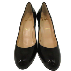 新品同様 クリスチャンルブタン SIMPLE PUMP 100 パテントカーフ ラウンドトゥ ヒールパンプス  ブラック 38 1/2 3080377 0282【中古】Christian Louboutin