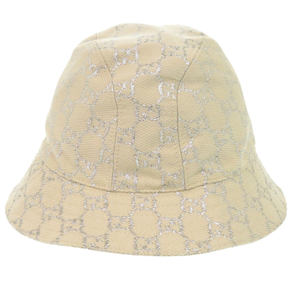 美品 グッチ GGラメ バケットハット 631951 ウール/ナイロン ベージュ 帽子 0316【中古】GUCCI