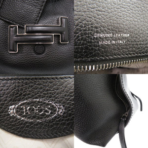 美品 トッズ ダブルT トートバッグ 2WAY ショルダーバッグ ロゴ レザー ブラック 0341【中古】TOD’S