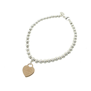 新品同様 ティファニー ハート タグ ビーズ リターン トゥ ティファニー ブレスレット シルバー925/K18ピンクゴールド シルバー 0354【中古】TIFFANY&Co.