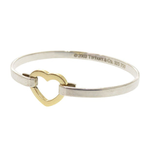 ティファニー ハート シルバー925 イエローゴールド750 シルバー バングル 0355【中古】TIFFANY&Co.