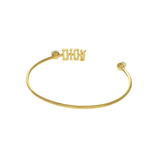 ディオール ロゴ フェイクパール メタル ゴールド バングル アクセサリー 0357 【中古】 Dior