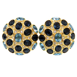 美品 クリスチャン ディオール ヴィンテージ ストーン ブルー ゴールド イヤリング アクセサリー 0359 【中古】 Christian Dior