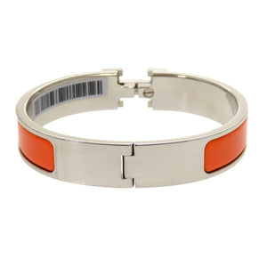 美品 エルメス クリッククラックPM オレンジ シルバー金具 バングル アクセサリー 0366 【中古】 HERMES