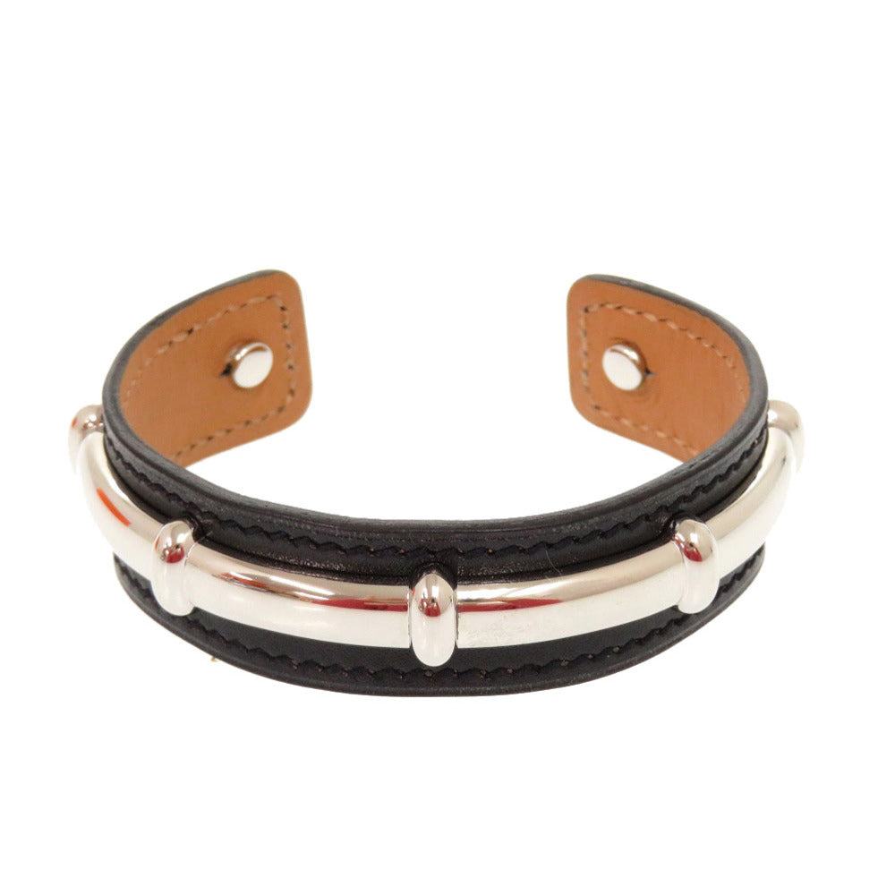 新品同様 エルメス アガタ レザー ブラック □D刻印(2000年製) バングル 0370【中古】HERMES