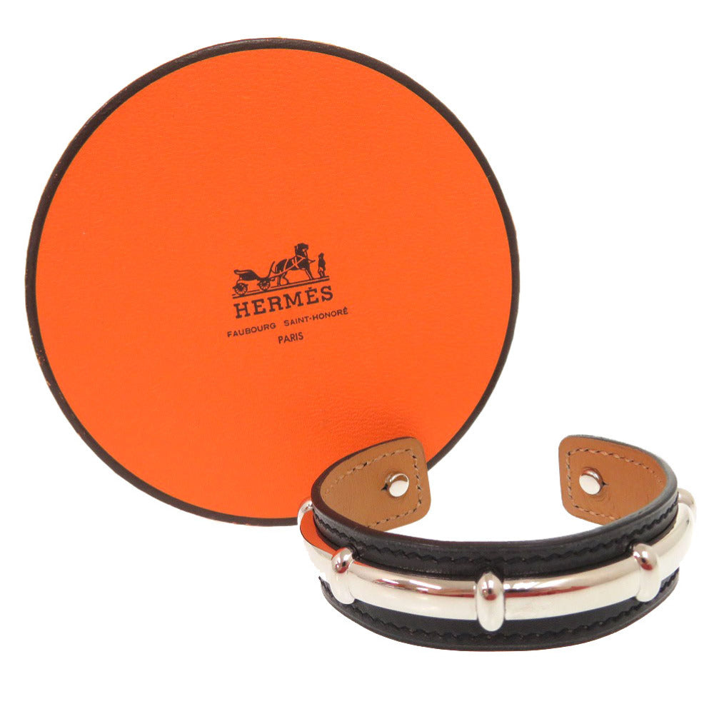 新品同様 エルメス アガタ レザー ブラック □D刻印(2000年製) バングル 0370【中古】HERMES