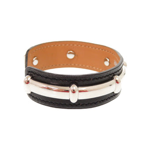 新品同様 エルメス アガタ レザー ブラック □D刻印(2000年製) バングル 0370【中古】HERMES