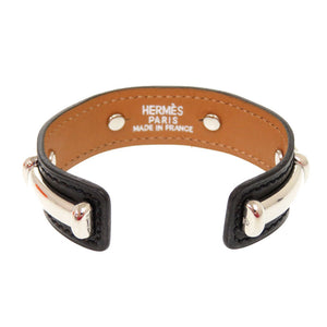 新品同様 エルメス アガタ レザー ブラック □D刻印(2000年製) バングル 0370【中古】HERMES