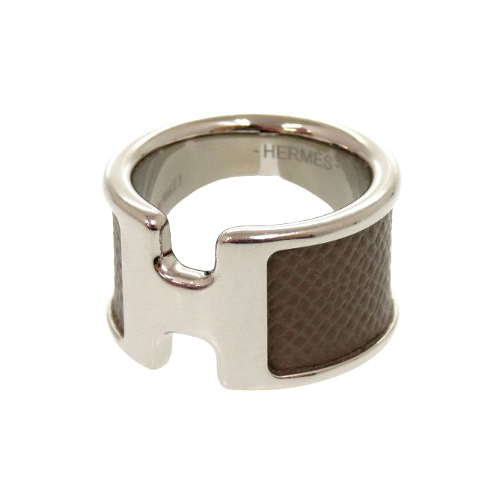 エルメス オランプGM ヴォーエプソン エトゥープ シルバー金具 リング 指輪 Sサイズ アクセサリー 0373 【中古】 HERMES
