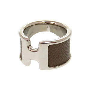 エルメス オランプGM ヴォーエプソン エトゥープ シルバー金具 リング 指輪 Sサイズ アクセサリー 0373 【中古】 HERMES