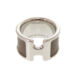 エルメス オランプGM ヴォーエプソン エトゥープ シルバー金具 リング 指輪 Sサイズ アクセサリー 0373 【中古】 HERMES