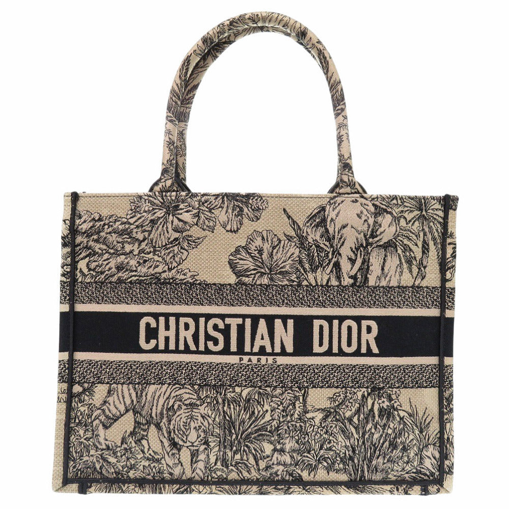 美品 クリスチャンディオール ブックトート ミディアム キャンバス ベージュ トートバッグ 0380【中古】Christian Dior