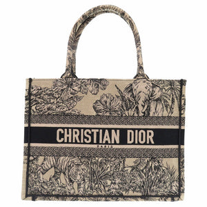 美品 クリスチャンディオール ブックトート ミディアム キャンバス ベージュ トートバッグ 0380【中古】Christian Dior