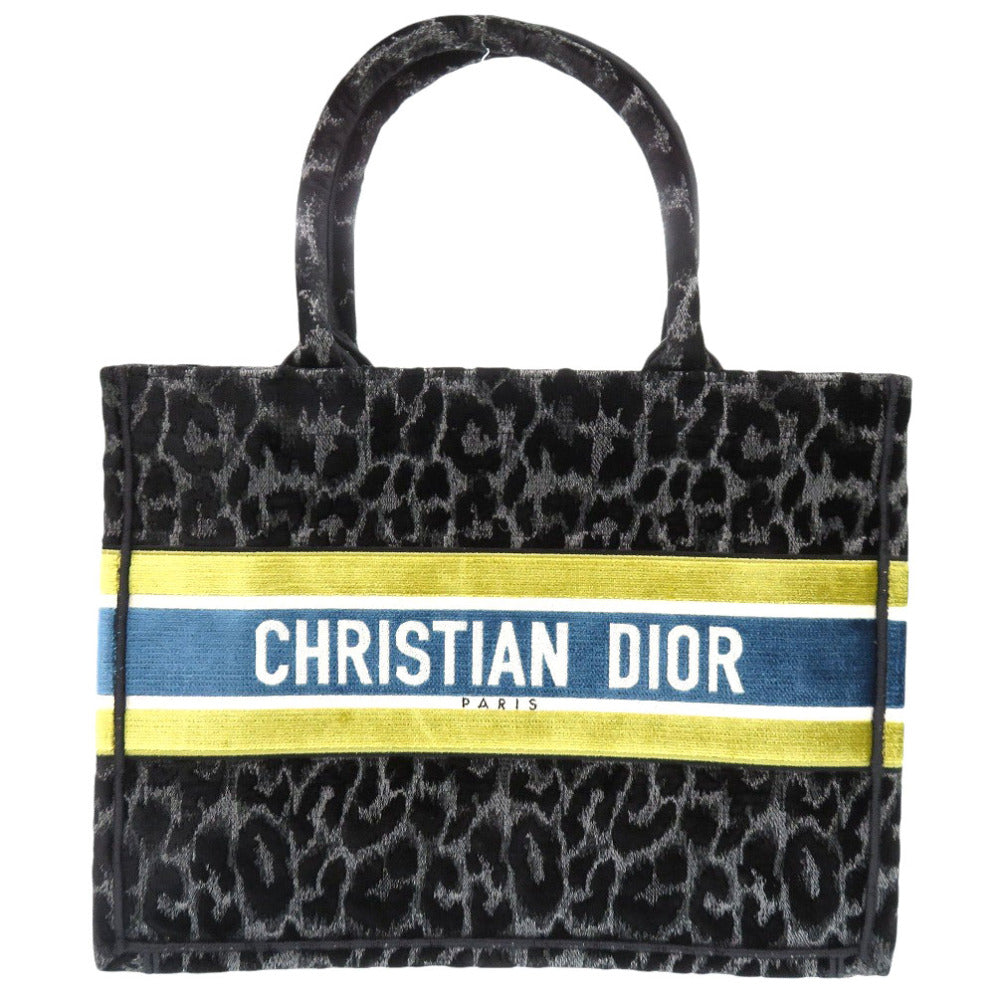 新品同様 クリスチャンディオール ブックトート ミディアム ベロア ブラック トートバッグ 黒 0381【中古】Christian Dior