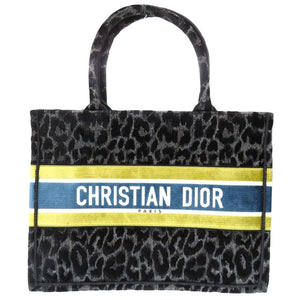 新品同様 クリスチャンディオール ブックトート ミディアム ベロア ブラック トートバッグ 黒 0381【中古】Christian Dior