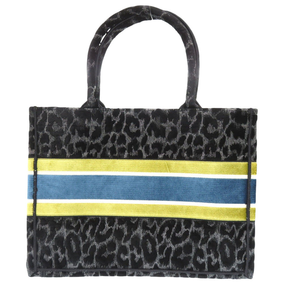 新品同様 クリスチャンディオール ブックトート ミディアム ベロア ブラック トートバッグ 黒 0381【中古】Christian Dior