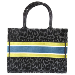 新品同様 クリスチャンディオール ブックトート ミディアム ベロア ブラック トートバッグ 黒 0381【中古】Christian Dior