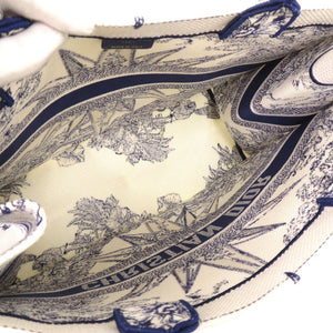 新品同様 クリスチャンディオール ブックトート ラージ ハンドバッグ エンブロイダリー キャンバス ホワイト 0383【中古】Christian Dior