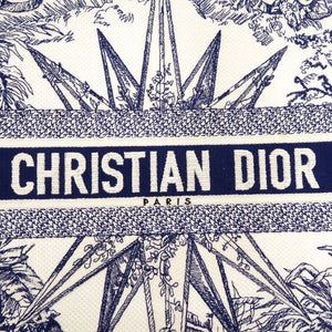 新品同様 クリスチャンディオール ブックトート ラージ ハンドバッグ エンブロイダリー キャンバス ホワイト 0383【中古】Christian Dior