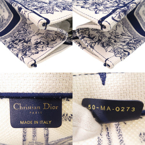 新品同様 クリスチャンディオール ブックトート ラージ ハンドバッグ エンブロイダリー キャンバス ホワイト 0383【中古】Christian Dior