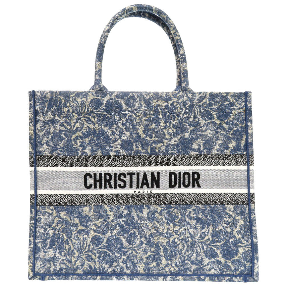 新品同様 クリスチャンディオール ブックトート ラージ キャンバス ブルー トートバッグ 青 0384【中古】Christian Dior