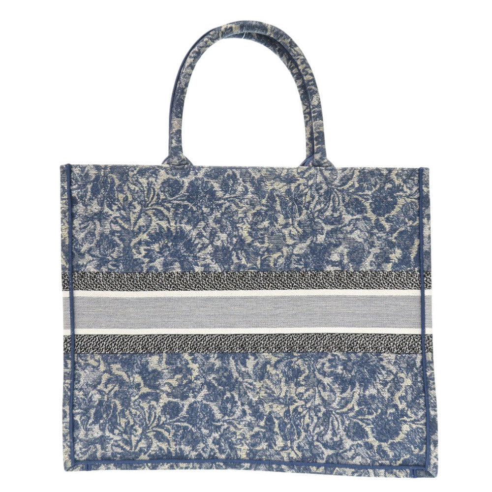 新品同様 クリスチャンディオール ブックトート ラージ キャンバス ブルー トートバッグ 青 0384【中古】Christian Dior