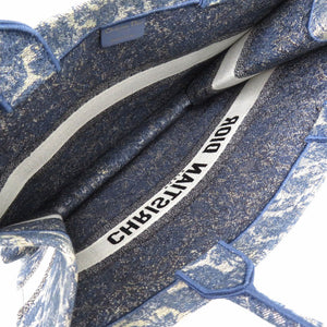 新品同様 クリスチャンディオール ブックトート ラージ キャンバス ブルー トートバッグ 青 0384【中古】Christian Dior