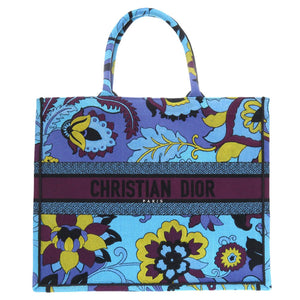 新品同様 クリスチャン ディオール ブックトート ラージ トートバッグ キャンバス ブルー 0385【中古】Christian Dior