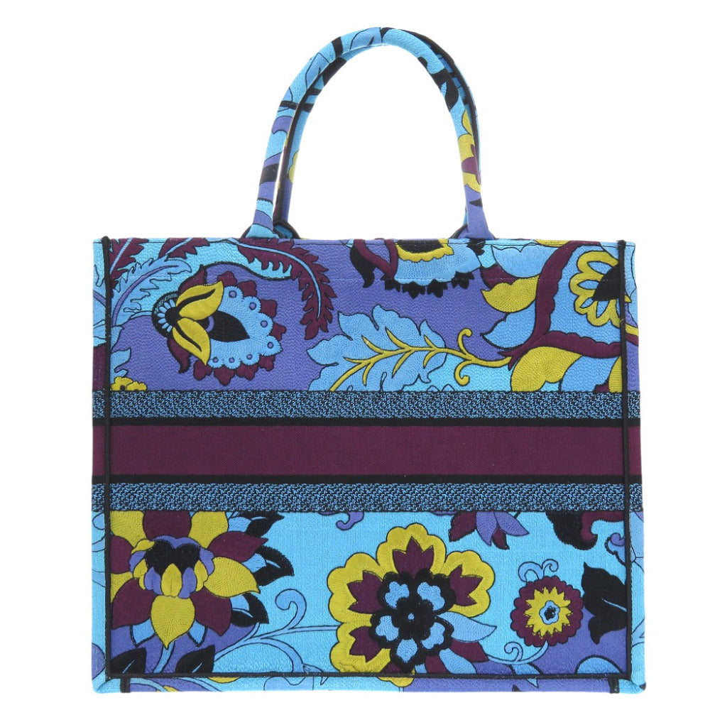 新品同様 クリスチャン ディオール ブックトート ラージ トートバッグ キャンバス ブルー 0385【中古】Christian Dior