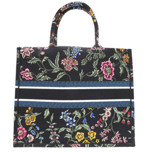 新品同様 クリスチャン ディオール ブックトート ラージ 花柄 トートバッグ キャンバス ブラック 黒 0390【中古】Christian Dior