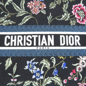 新品同様 クリスチャン ディオール ブックトート ラージ 花柄 トートバッグ キャンバス ブラック 黒 0390【中古】Christian Dior