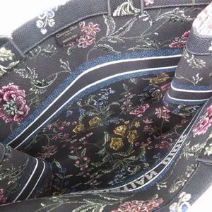 新品同様 クリスチャン ディオール ブックトート ラージ 花柄 トートバッグ キャンバス ブラック 黒 0390【中古】Christian Dior