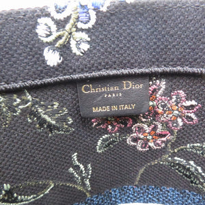 新品同様 クリスチャン ディオール ブックトート ラージ 花柄 トートバッグ キャンバス ブラック 黒 0390【中古】Christian Dior
