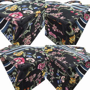 新品同様 クリスチャン ディオール ブックトート ラージ 花柄 トートバッグ キャンバス ブラック 黒 0390【中古】Christian Dior