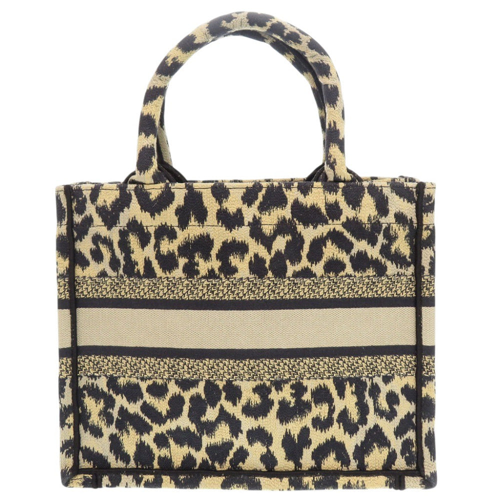 美品 クリスチャンディオール ブックトート スモール レディーディオール キャンバス ブラウン レオパード柄 トートバッグ 茶 0395【中古】Christian Dior