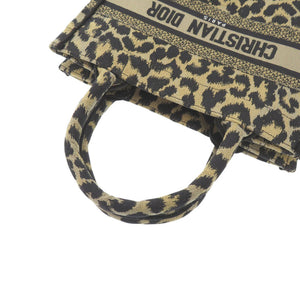 美品 クリスチャンディオール ブックトート スモール レディーディオール キャンバス ブラウン レオパード柄 トートバッグ 茶 0395【中古】Christian Dior