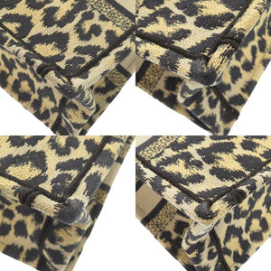 美品 クリスチャンディオール ブックトート スモール レディーディオール キャンバス ブラウン レオパード柄 トートバッグ 茶 0395【中古】Christian Dior