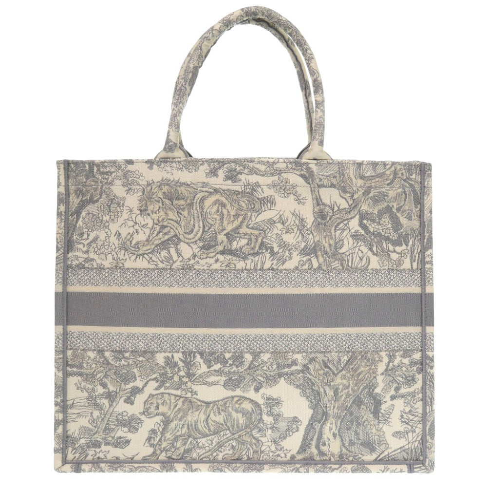 新品同様 クリスチャン ディオール ブックトート ラージ トートバッグ キャンバス グレー 0398【中古】Christian Dior