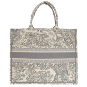 新品同様 クリスチャン ディオール ブックトート ラージ トートバッグ キャンバス グレー 0398【中古】Christian Dior