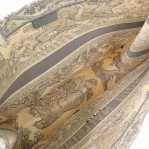 新品同様 クリスチャン ディオール ブックトート ラージ トートバッグ キャンバス グレー 0398【中古】Christian Dior