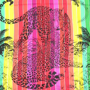 新品同様 エルメス カレ90 JUNGLE LOVE RAINBOW スカーフ レオパード 動物 アニマル ストール ショール シルク 【中古】HERMES