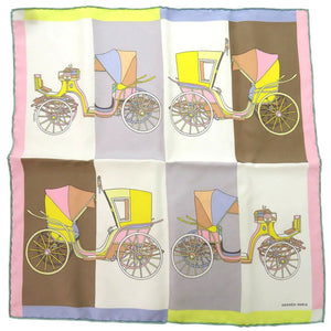 美品 エルメス ポケットチーフ カレ45 プチカレ 精巧な馬車 スカーフ シルク マルチカラー 0508【中古】HERMES