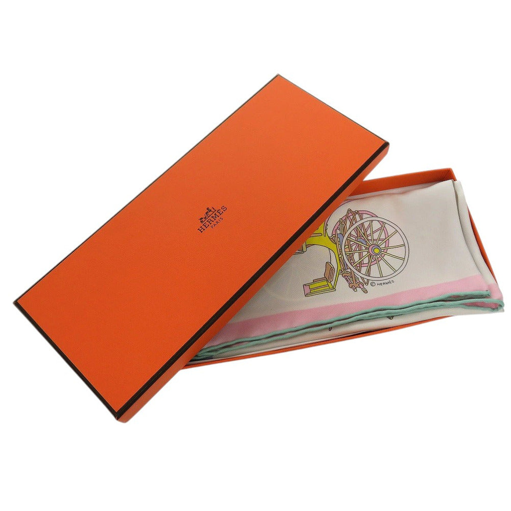 美品 エルメス ポケットチーフ カレ45 プチカレ 精巧な馬車 スカーフ シルク マルチカラー 0508【中古】HERMES