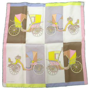 美品 エルメス ポケットチーフ カレ45 プチカレ 精巧な馬車 スカーフ シルク マルチカラー 0508【中古】HERMES