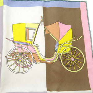 美品 エルメス ポケットチーフ カレ45 プチカレ 精巧な馬車 スカーフ シルク マルチカラー 0508【中古】HERMES