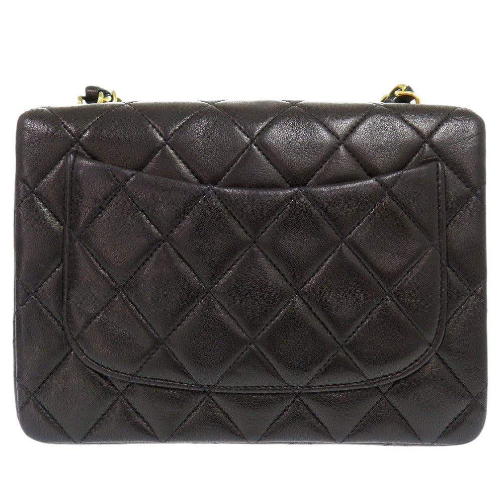 美品 シャネル ミニマトラッセ ラムスキン レザー ブラック ショルダーバッグ  黒 0557【中古】CHANEL