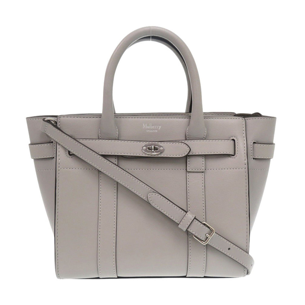 新品同様 マルベリー 2way ミニ ジップド ベイズウォーター HH9089 レザー グレー トートバッグ 0566【中古】MULBERRY